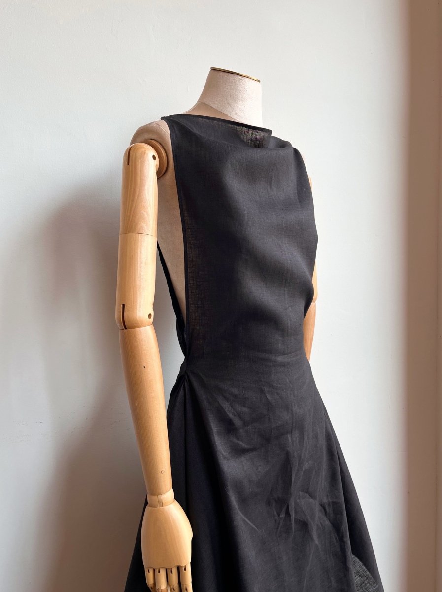 Zero-Waste Dress in Black Linen - Image 2