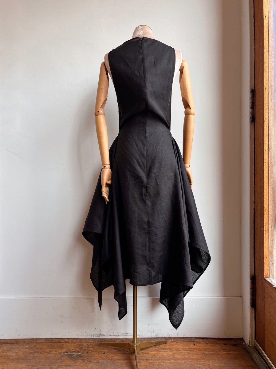 Zero-Waste Dress in Black Linen - Image 5