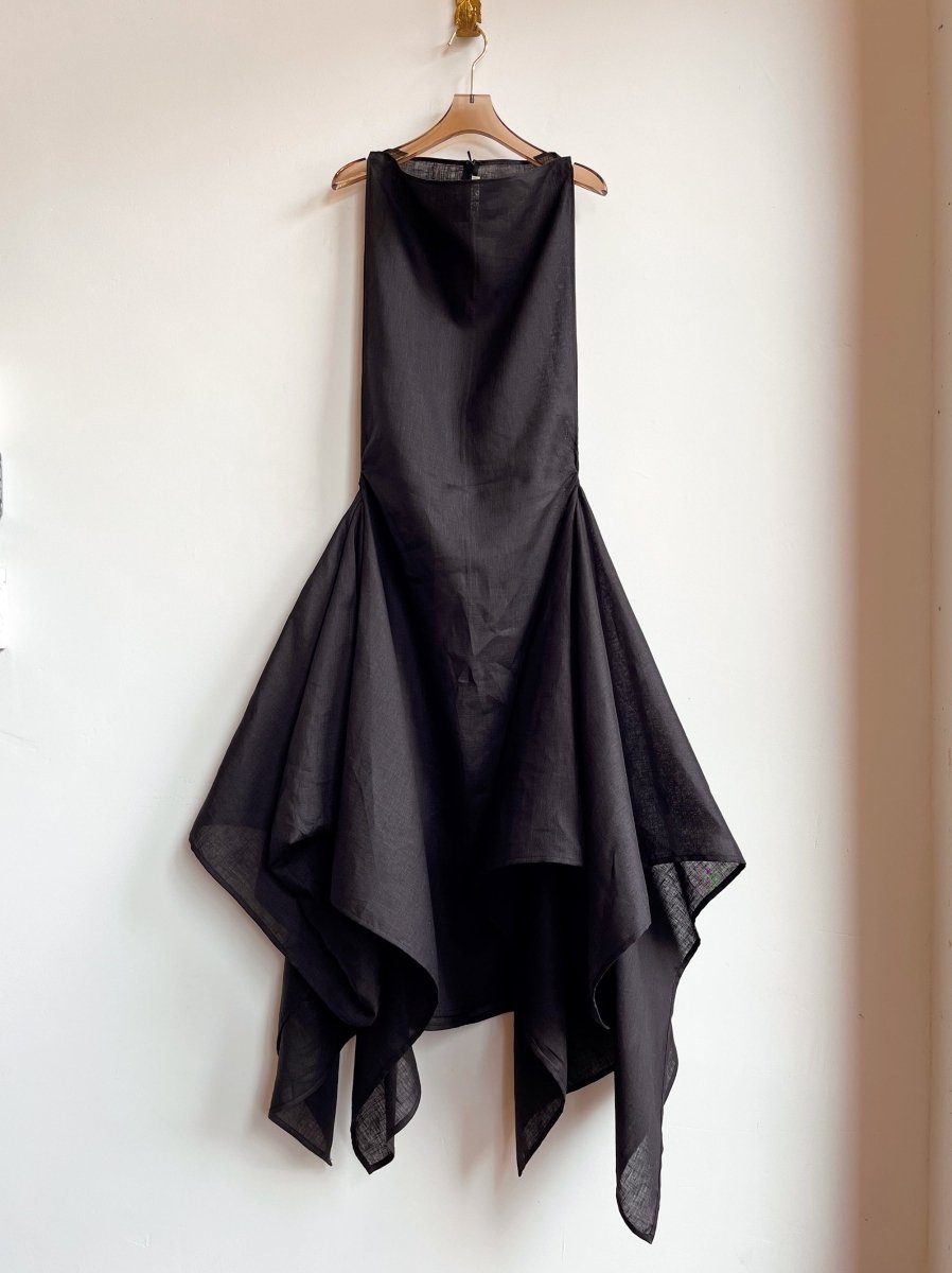 Zero-Waste Dress in Black Linen - Image 8