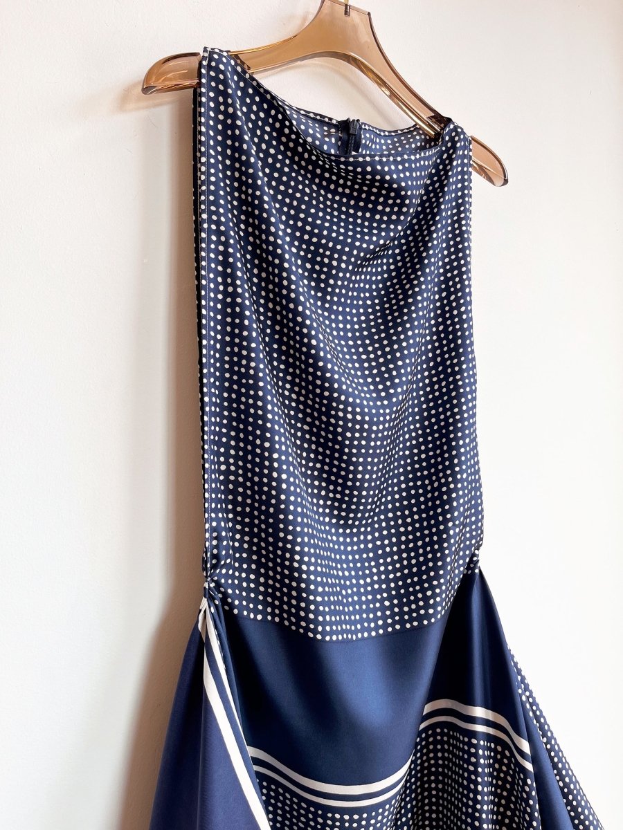 Zero-Waste Navy Dotted Dress - Image 8