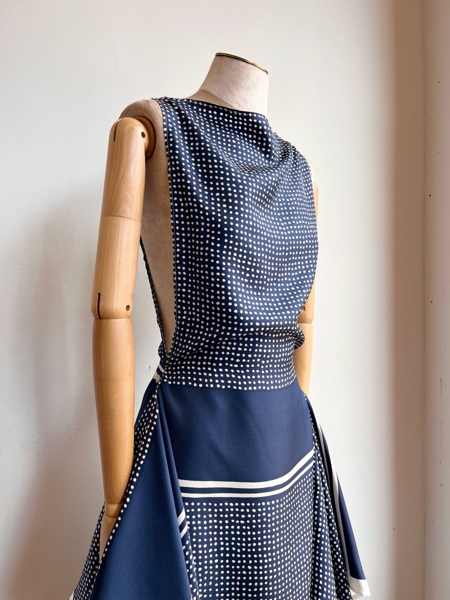 Zero-Waste Navy Dotted Dress - Image 2