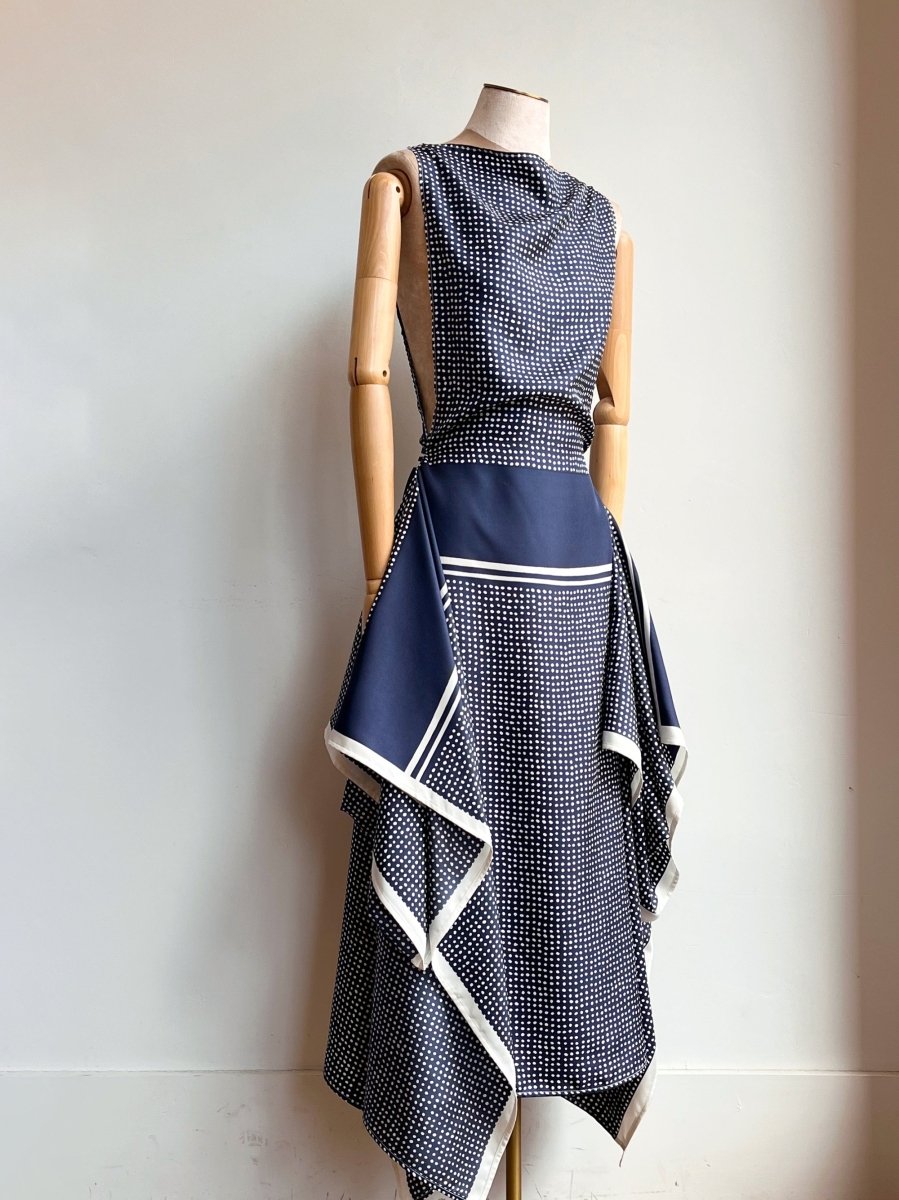 Zero-Waste Navy Dotted Dress - Image 3