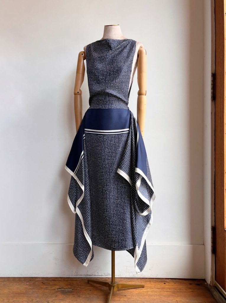 Zero-Waste Navy Dotted Dress