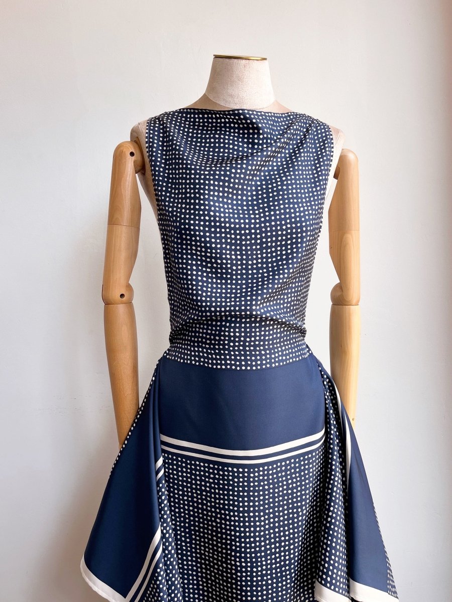 Zero-Waste Navy Dotted Dress - Image 4