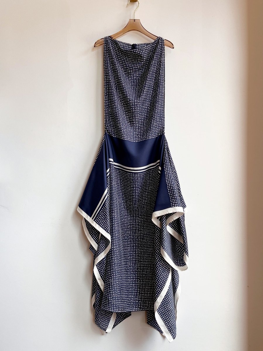 Zero-Waste Navy Dotted Dress - Image 6