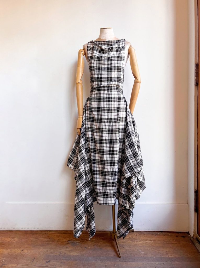 Zero-Waste Dress in Black and White Plaid