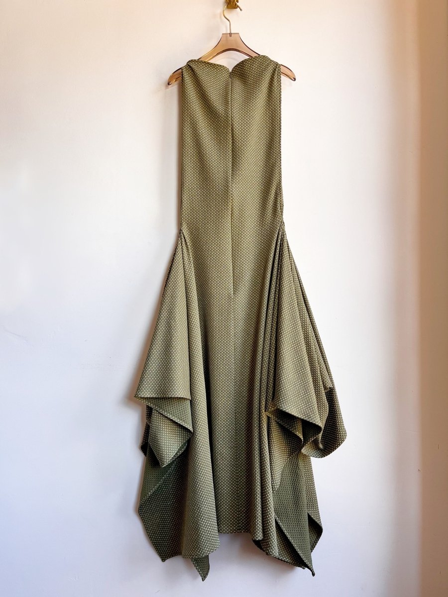 Zero-Waste Dress in Green and Gold Shimmer - Image 3