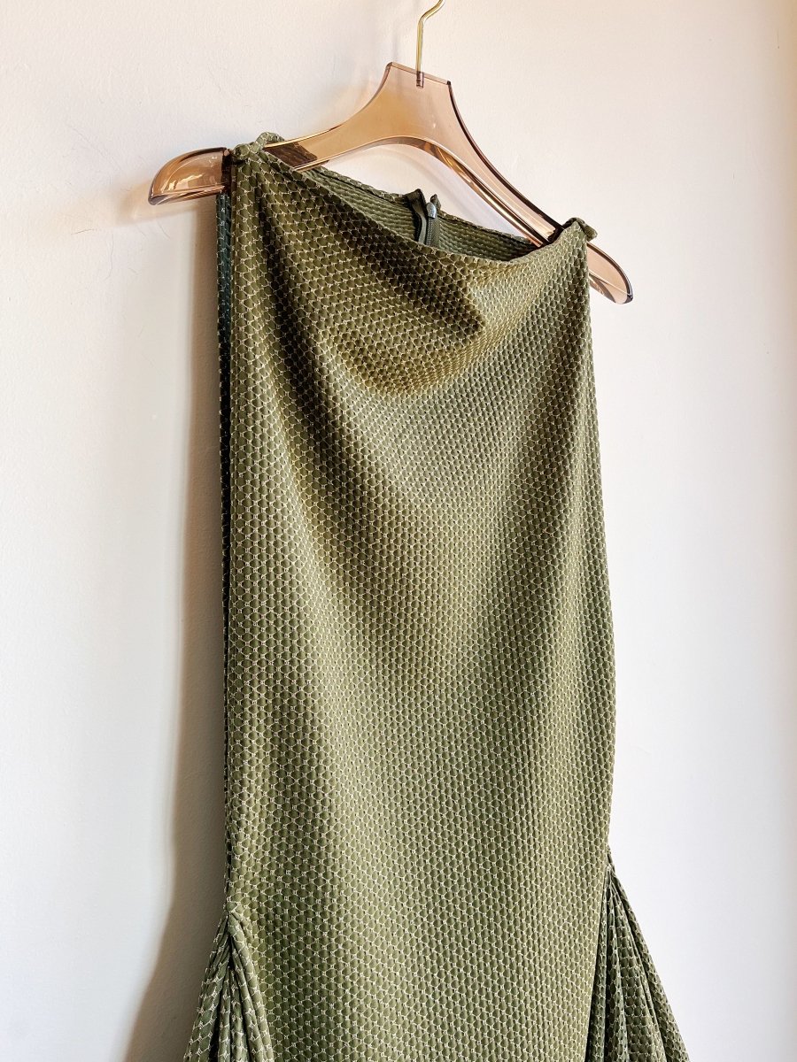 Zero-Waste Dress in Green and Gold Shimmer - Image 4