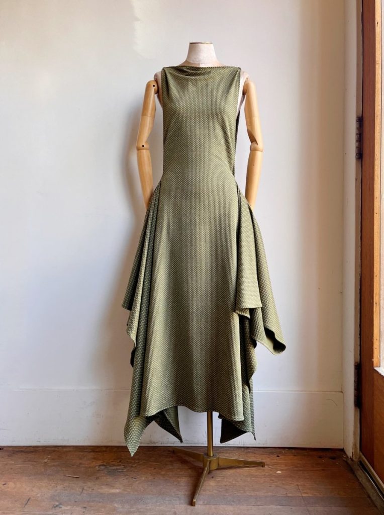 Zero-Waste Dress in Green and Gold Shimmer