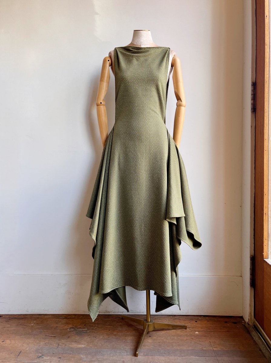 Zero-Waste Dress in Green and Gold Shimmer