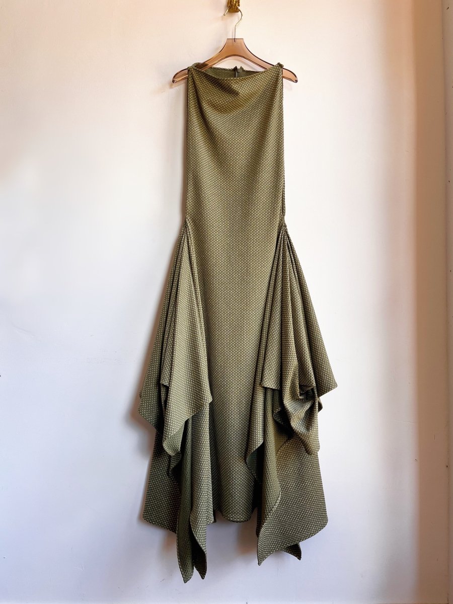Zero-Waste Dress in Green and Gold Shimmer - Image 2