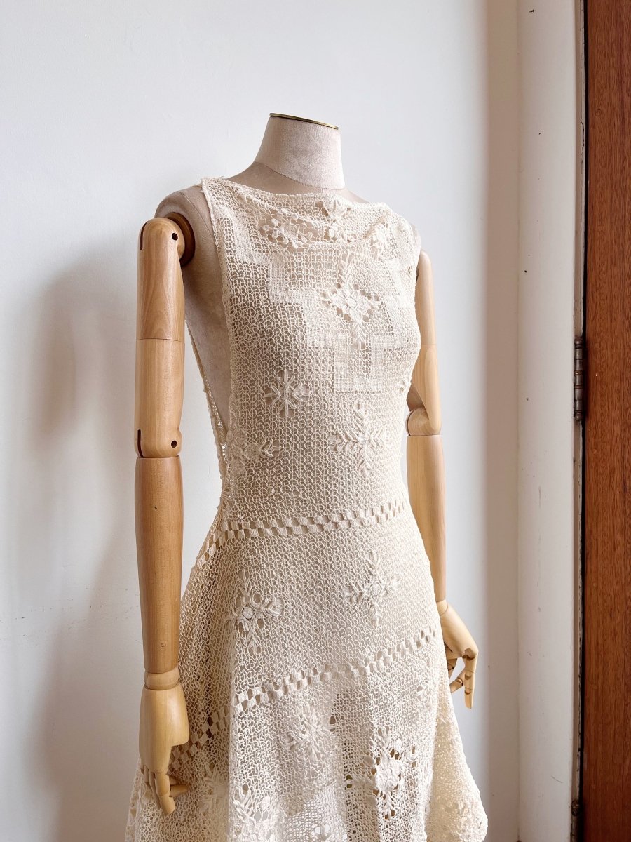 Zero-Waste Dress in Vintage Ivory Lace - Image 2