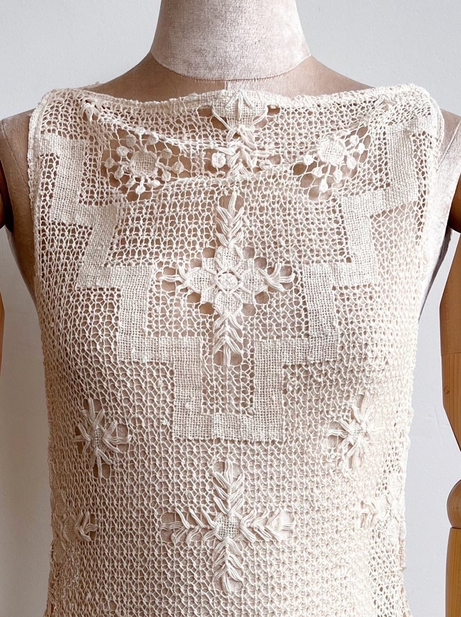 Zero-Waste Dress in Vintage Ivory Lace - Image 4