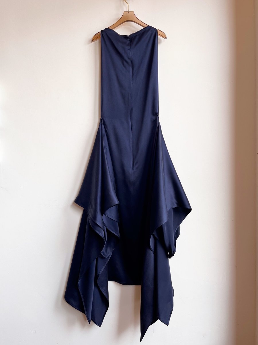 Zero-Waste Dress in Blue Silk Charmeuse - Image 5