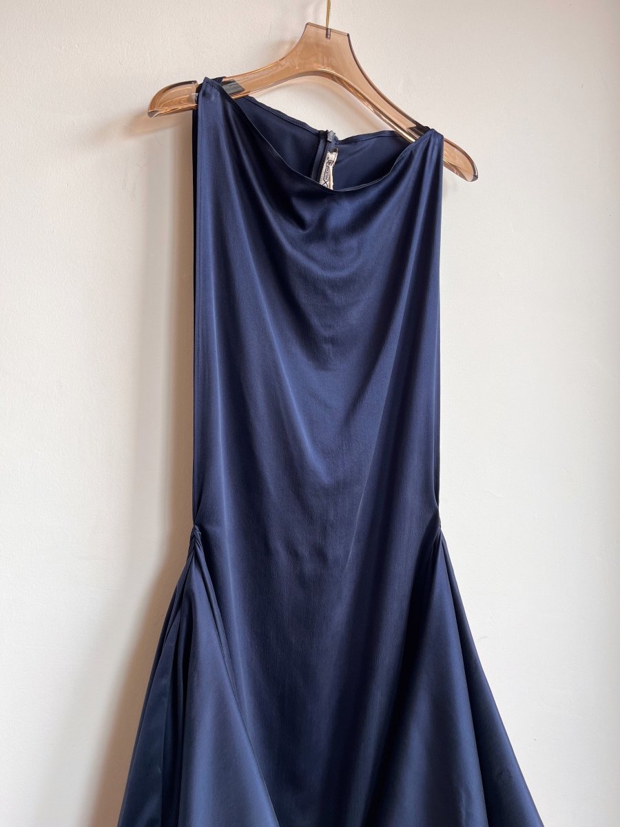 Zero-Waste Dress in Blue Silk Charmeuse - Image 6