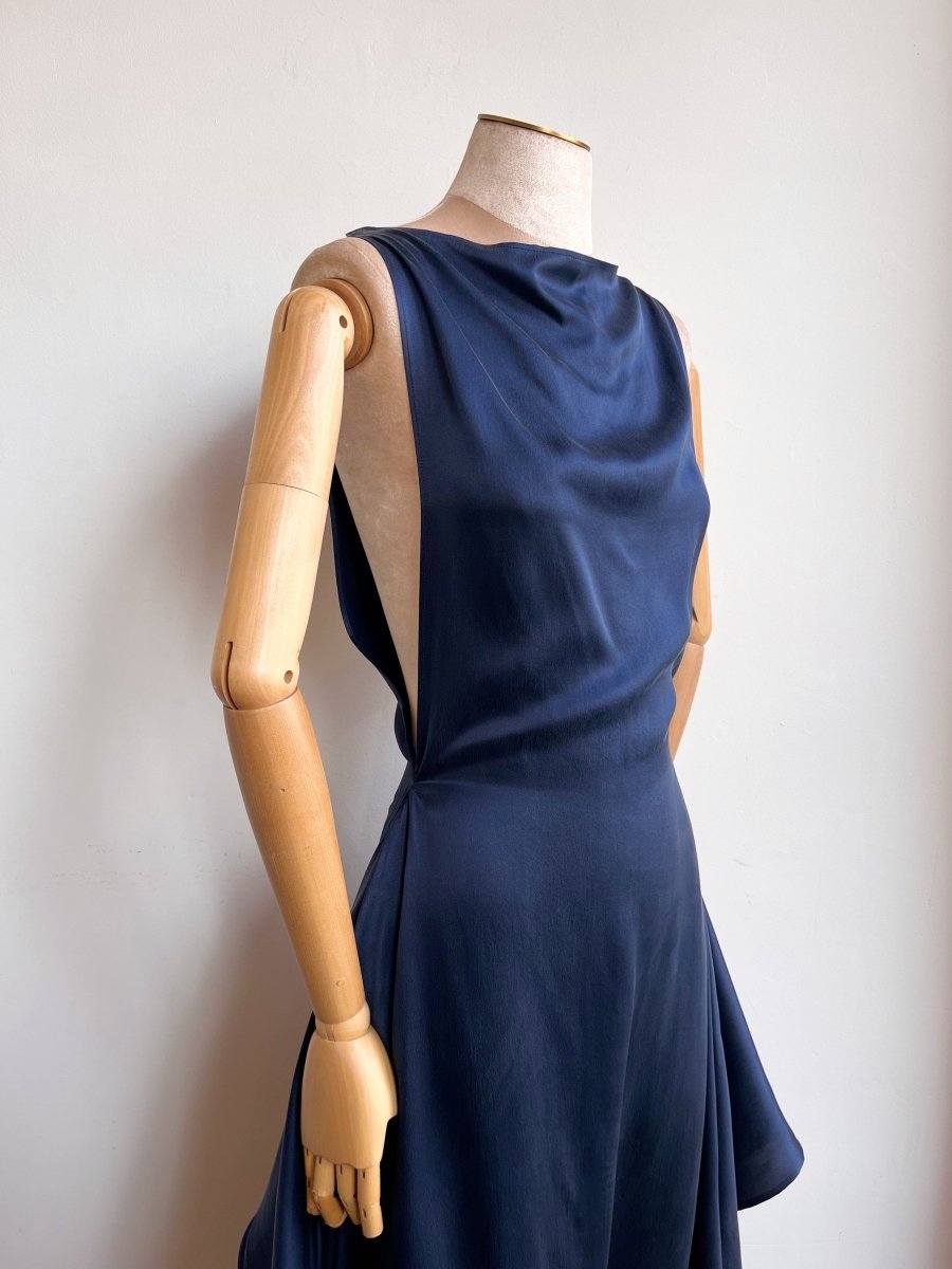Zero-Waste Dress in Blue Silk Charmeuse - Image 2