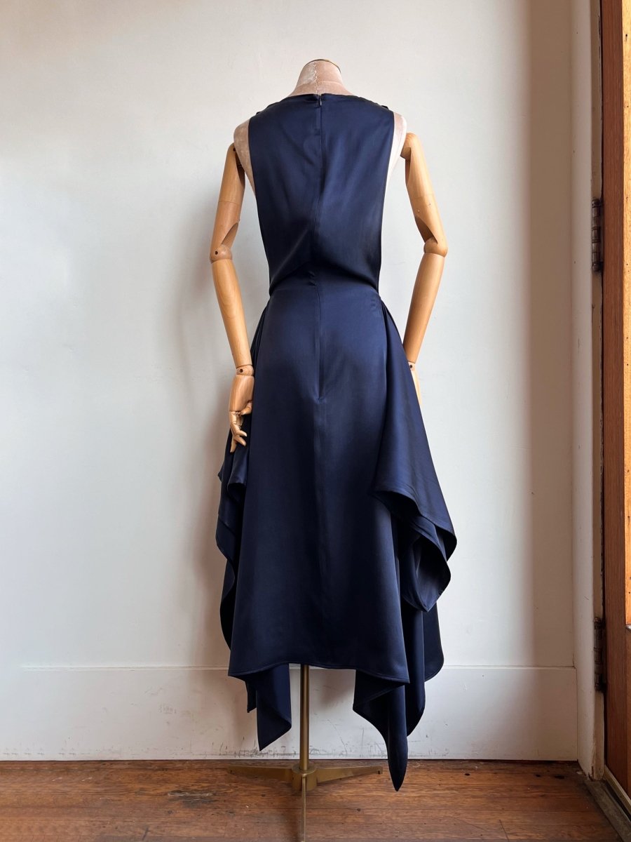Zero-Waste Dress in Blue Silk Charmeuse - Image 4