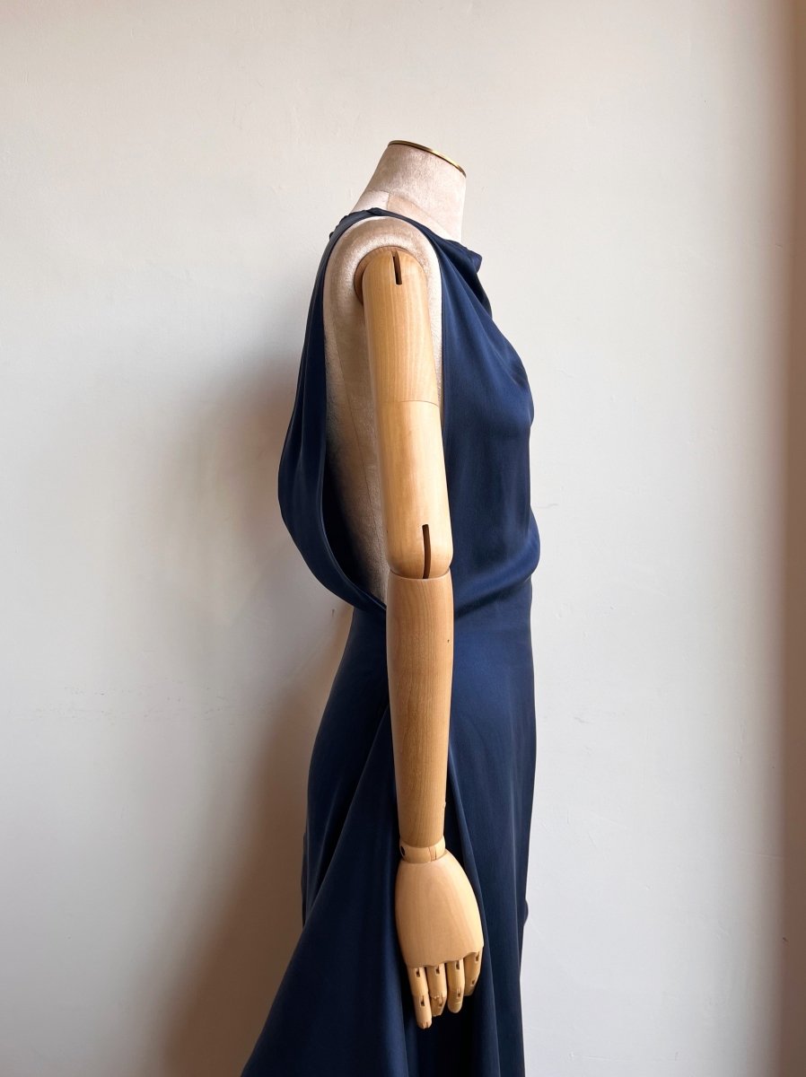 Zero-Waste Dress in Blue Silk Charmeuse - Image 3