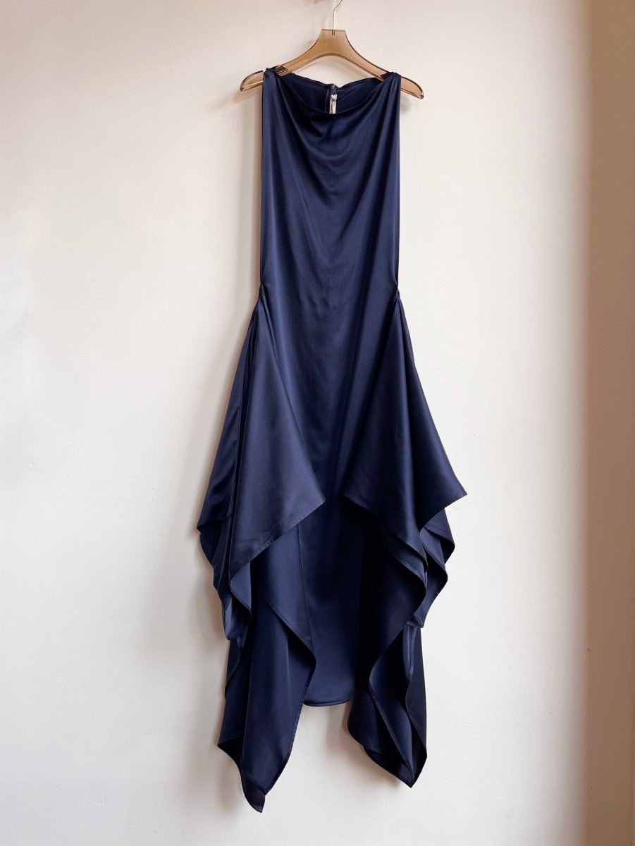 Zero-Waste Dress in Blue Silk Charmeuse - Image 7