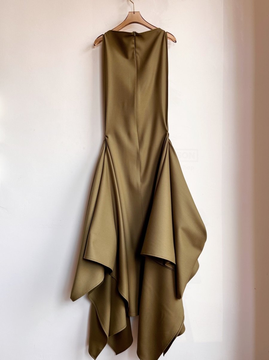 Zero-Waste Dress in Palmer Green Wool Blend - Image 7