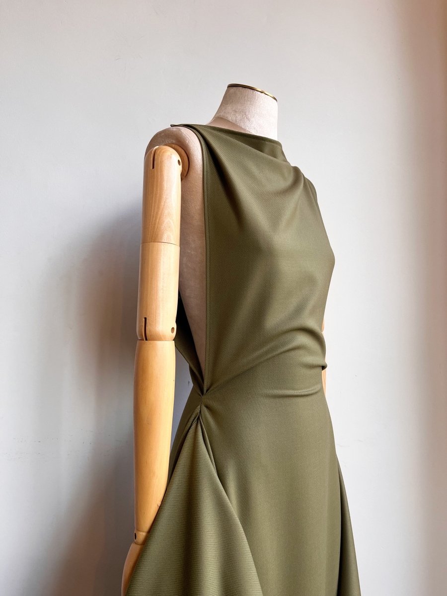 Zero-Waste Dress in Palmer Green Wool Blend - Image 3
