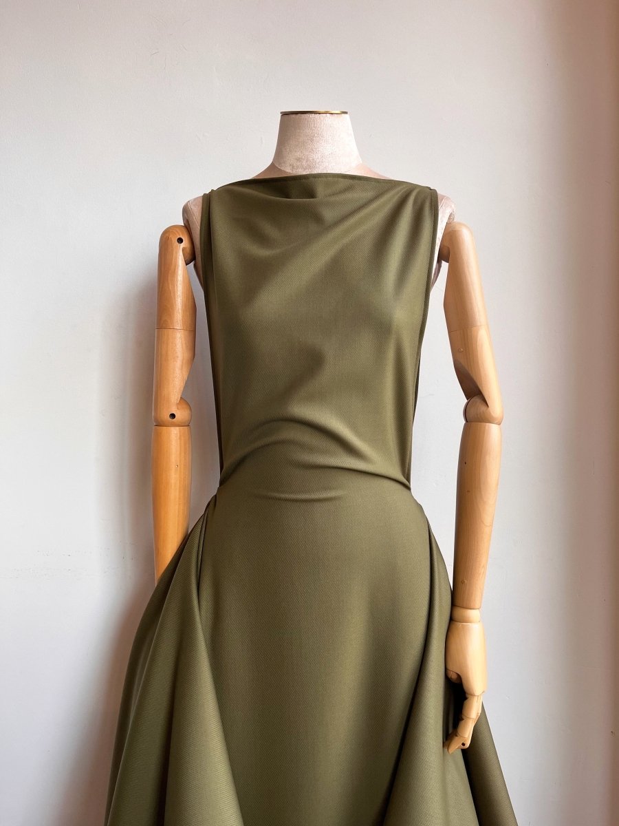Zero-Waste Dress in Palmer Green Wool Blend - Image 4