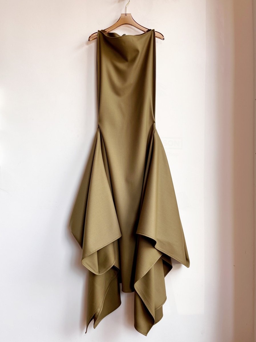 Zero-Waste Dress in Palmer Green Wool Blend - Image 5