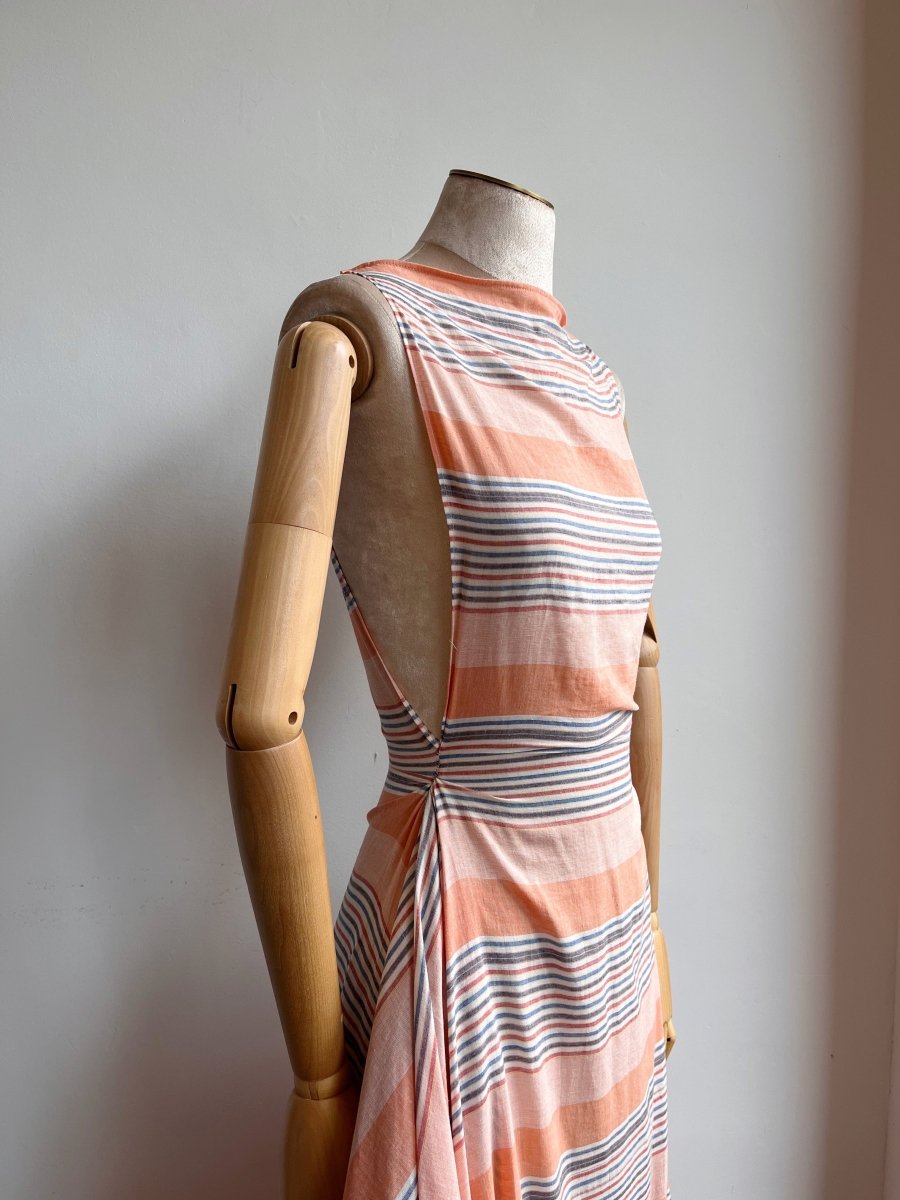 Orange Stripe Zero-Waste Ruffle Dress - Image 2