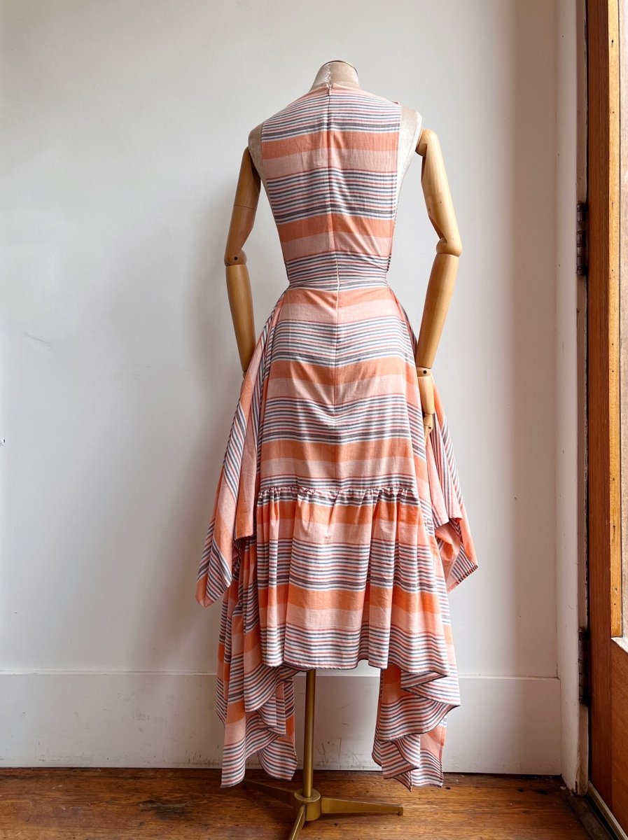 Orange Stripe Zero-Waste Ruffle Dress - Image 4