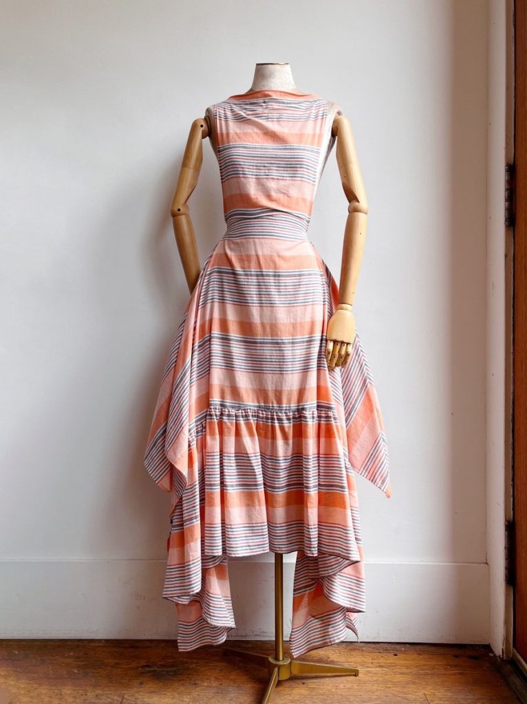 Orange Stripe Zero-Waste Ruffle Dress