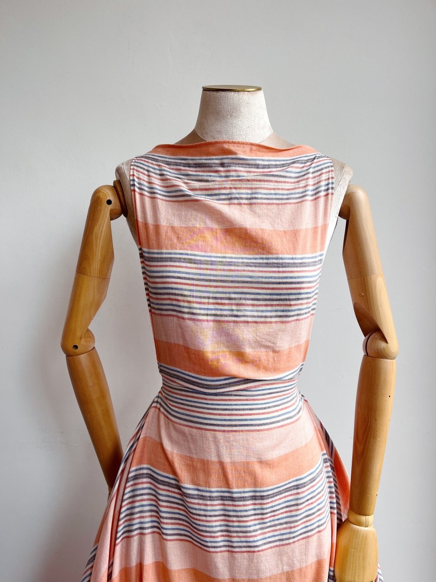 Orange Stripe Zero-Waste Ruffle Dress - Image 3