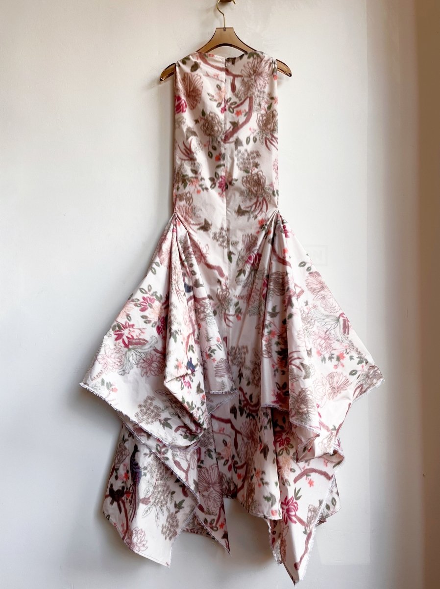 Zero-Waste Dress in Soft Haze Pheasant and Floral - Image 8
