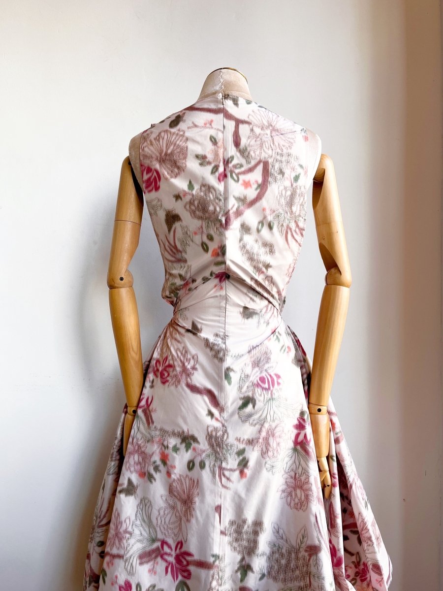 Zero-Waste Dress in Soft Haze Pheasant and Floral - Image 5