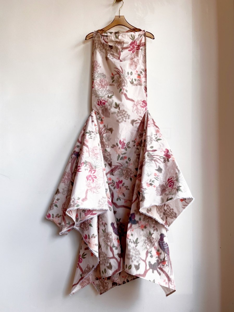 Zero-Waste Dress in Soft Haze Pheasant and Floral - Image 6