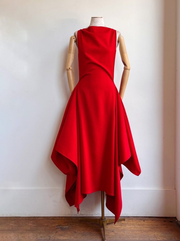 Zero-Waste Dress in Crimson Red