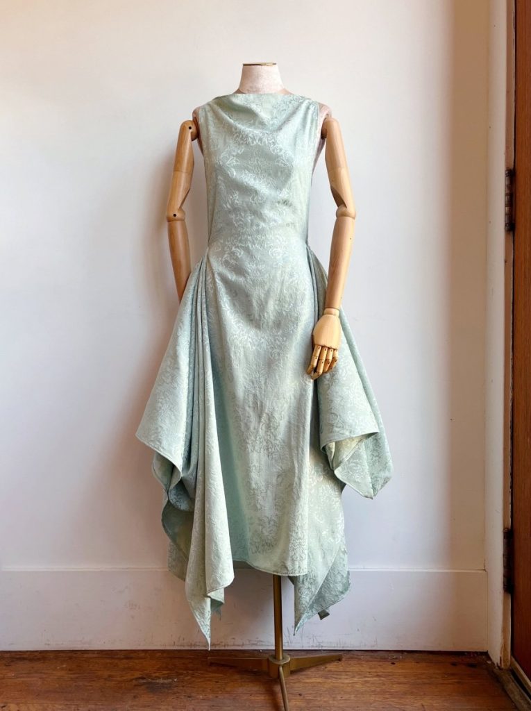 Sage Floral Brocade Zero-Waste Dress