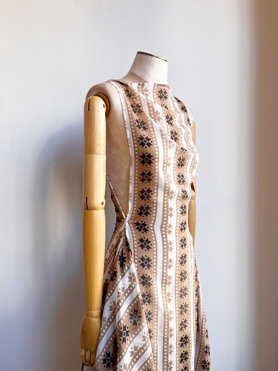 Zero-Waste Dress in Sheer Chiffon with Mosaic Star Stripe - Image 3