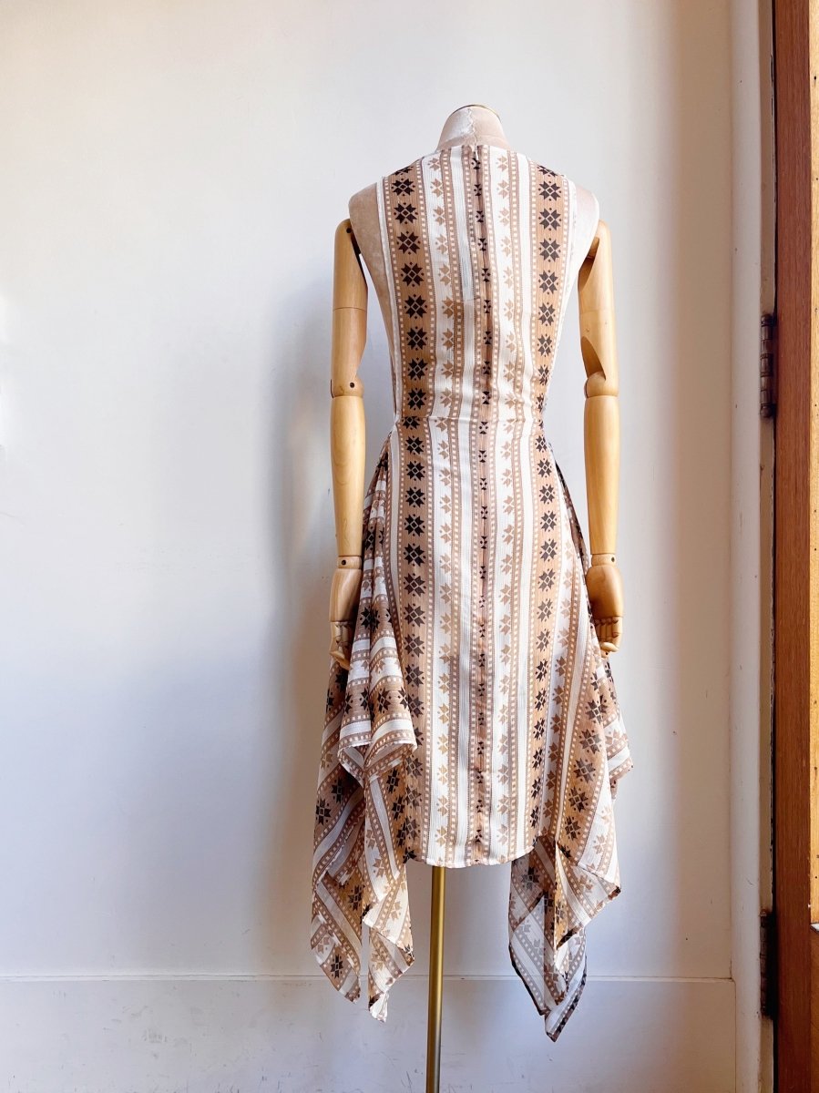 Zero-Waste Dress in Sheer Chiffon with Mosaic Star Stripe - Image 2