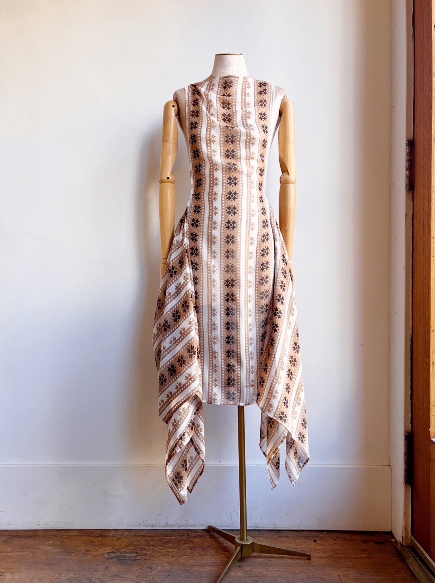 Zero-Waste Dress in Sheer Chiffon with Mosaic Star Stripe
