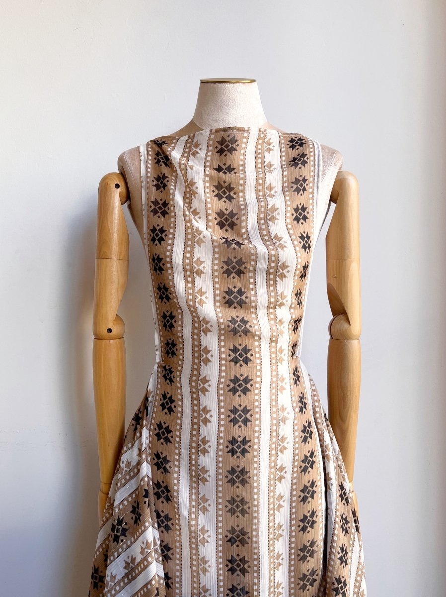 Zero-Waste Dress in Sheer Chiffon with Mosaic Star Stripe - Image 5