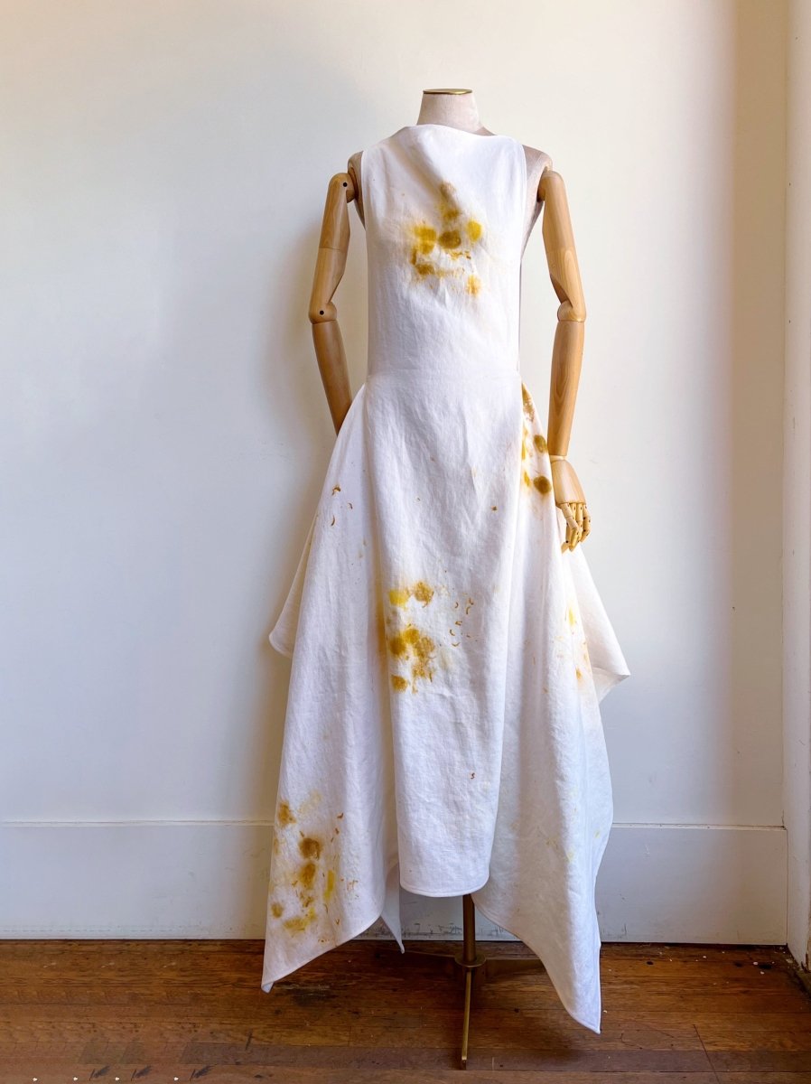 Zero-Waste Dress in Yellow & White Plant Dyed Linen
