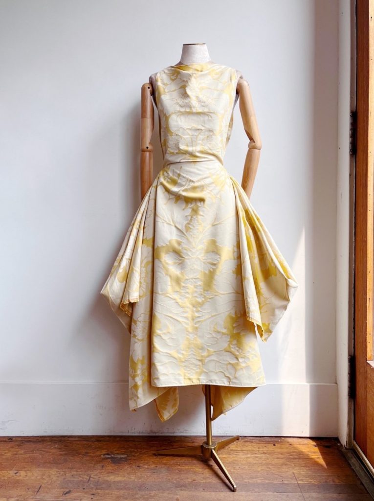 Zero-Waste Dress in Butter Yellow Damask