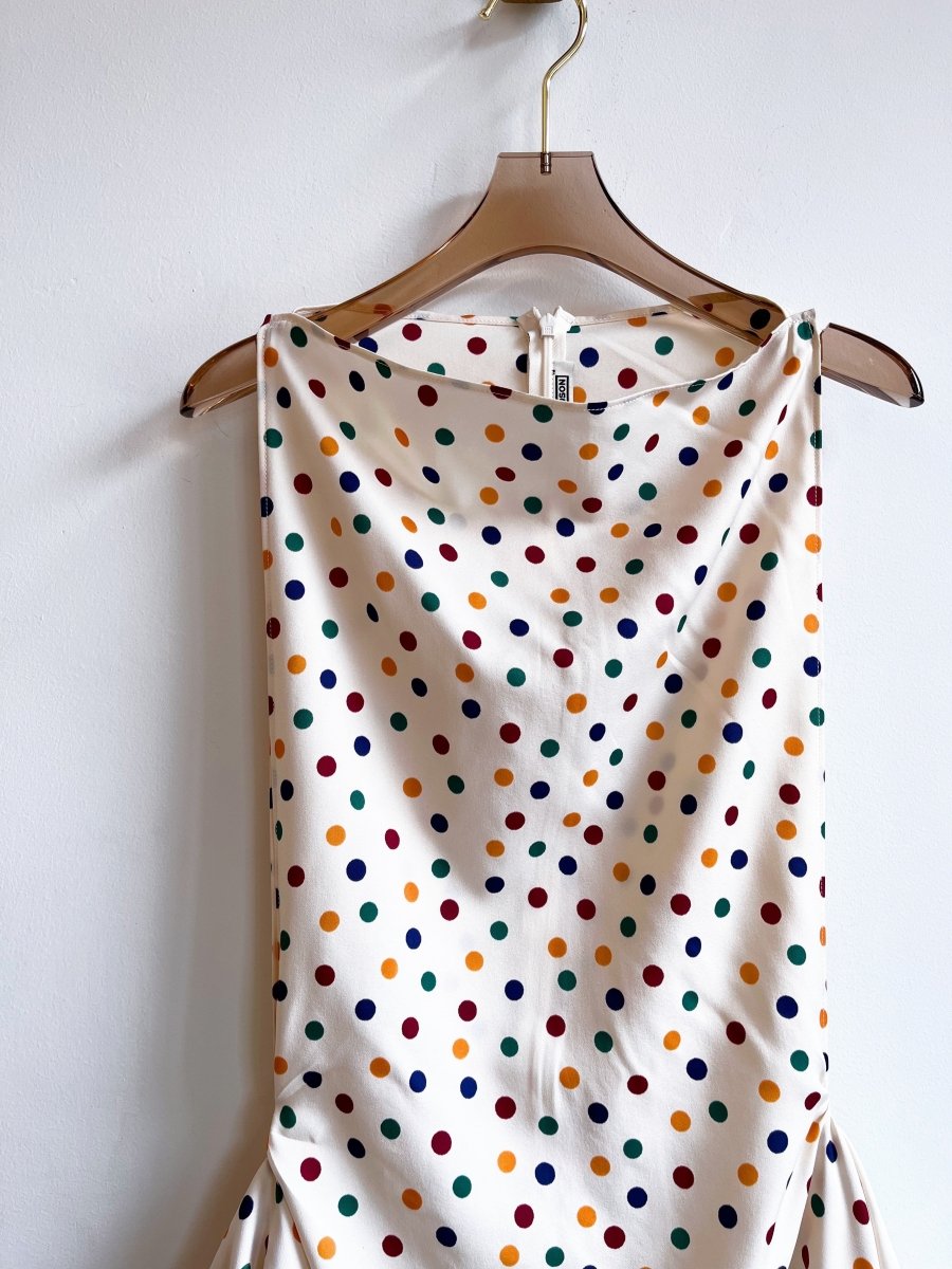 Zero-Waste Cream & Polka Dot Print Dress - Image 9