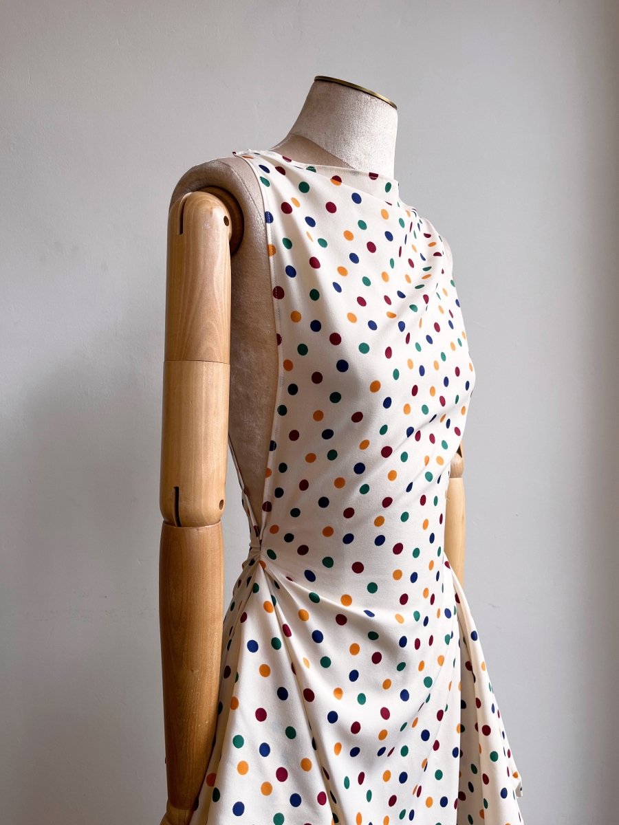 Zero-Waste Cream & Polka Dot Print Dress - Image 2