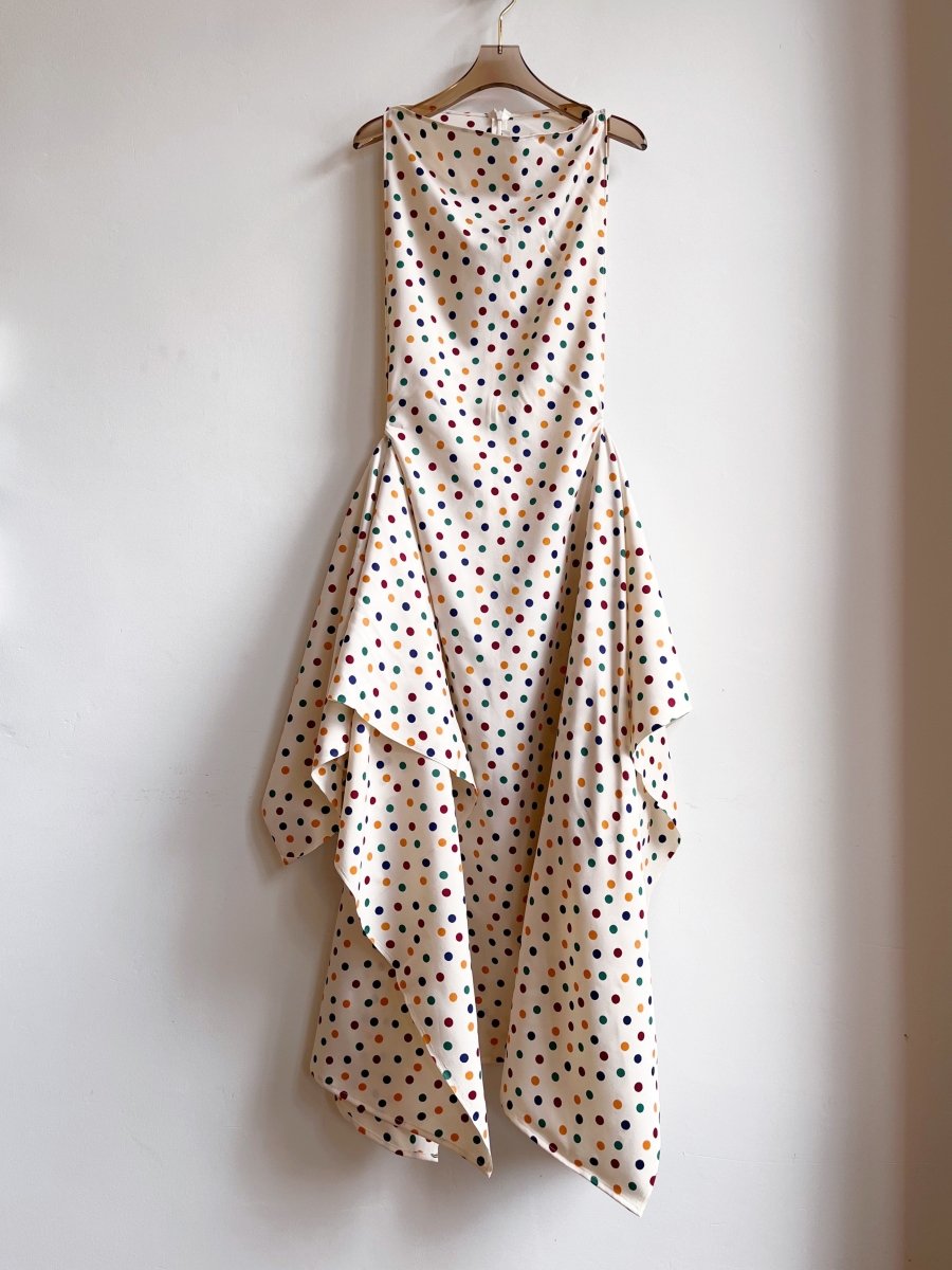 Zero-Waste Cream & Polka Dot Print Dress - Image 7